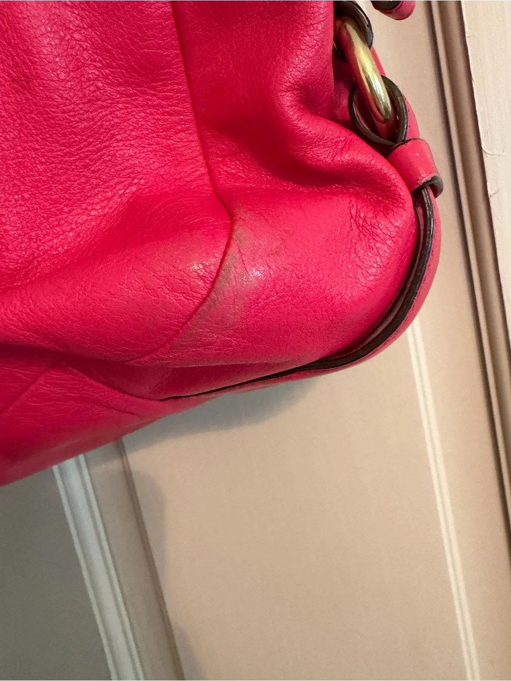 Coach Pebble Leather Hobo Bag in Hot Pink with Gold Hardware